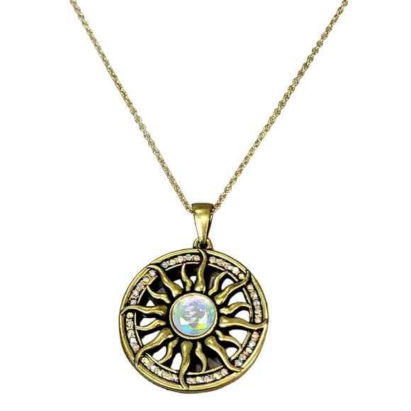 Sun Pendant Necklace Crystal Gold Adjustable Chain Women Jewelry New Clasp Gift - Picture 10 of 12